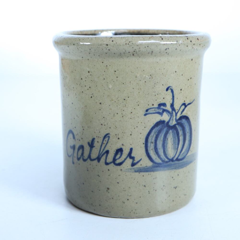Rowe Pottery Gather Stoneware Crock Pumpkin 4.5” Tall